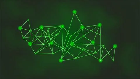 Abstract background of the particle. green particles move slowly on a black.. Stock Illustration