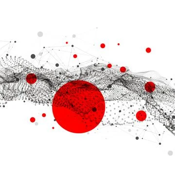 Abstract background.  Particles liquid dynamic flow. Trendy fluid cover desig Stock Illustration