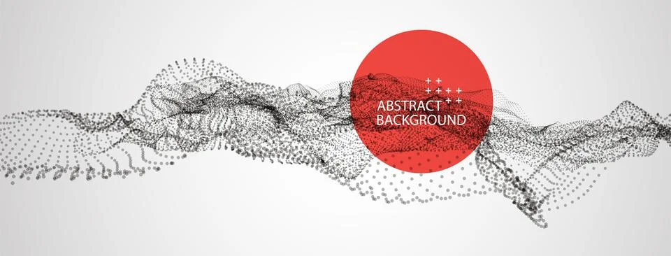 Abstract background.  Particles liquid dynamic flow. Trendy fluid cover desig Stock Illustration