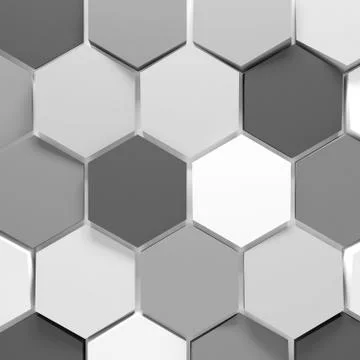 Abstract background pattern with gray and white honeycomb blocks. 3d Stock Illustration