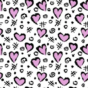 Abstract background with a pattern of hearts, a lattice and spots. Vector Stock Illustration