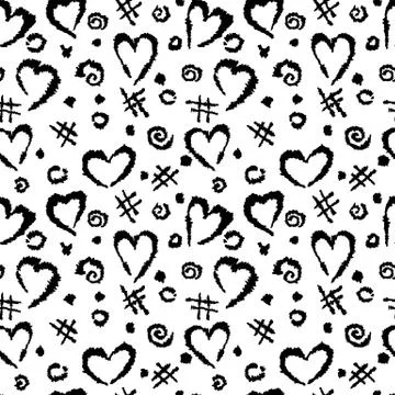 Abstract background with a pattern of hearts, a lattice and spots. Vector Stock Illustration