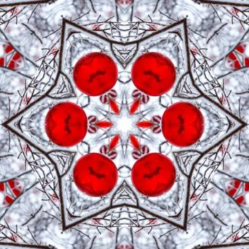 Abstract background of pattern of a kaleidoscope. white red background fracta Stock Illustration