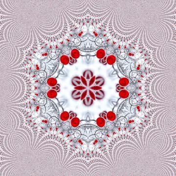 Abstract background of pattern of a kaleidoscope. white red background fracta Stock Illustration