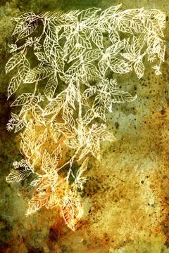 Abstract background pattern with linear leaf ornament and spotted multicolor Stock Illustration