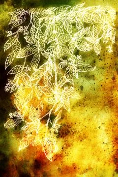 Abstract background pattern with linear leaf ornament and spotted multicolor Stock Illustration