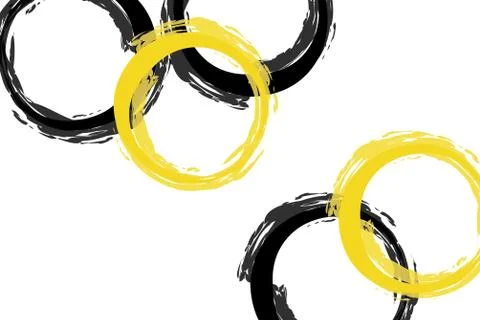 Abstract background pattern made with brush strokes forming circles in yellow Stock Illustration