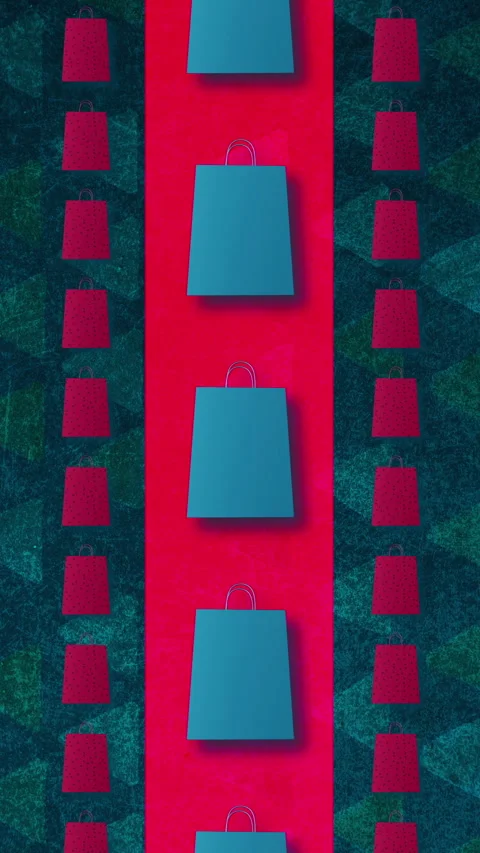 Abstract background pattern with a shopping mall bags vertical Stock Footage 305844706
