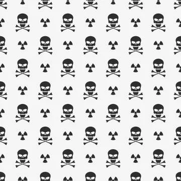 Abstract background. A pattern on a white background of black skulls. Sign .. Stock Illustration