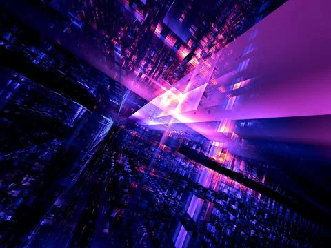 Abstract background with perspective effect and rays of light - 3d illustration Stock Illustration