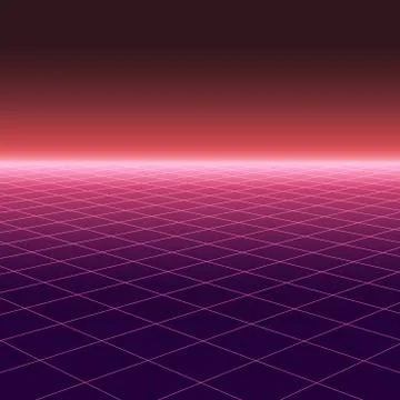 Abstract background with perspective in retro style 1980-1990s. Digital Иллюстрация