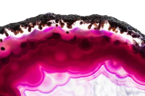 Abstract background, pink agate slice mineral isolaed on white background Stock Photos