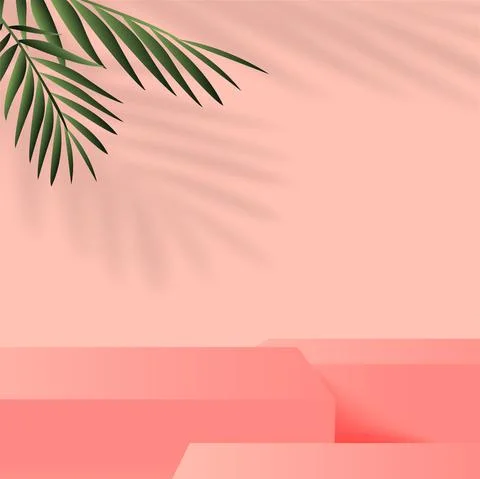 Abstract background with pink geometric 3d podiums. Vector illustration. Stock Illustration