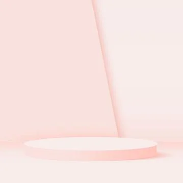 Abstract background with pink geometric 3d podiums. Vector illustration. Stock Illustration