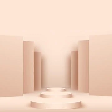 Abstract background with pink geometric 3d podiums. Vector illustration Stock Illustration