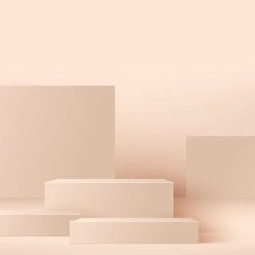 Abstract background with pink geometric 3d podiums. Vector illustration Stock Illustration