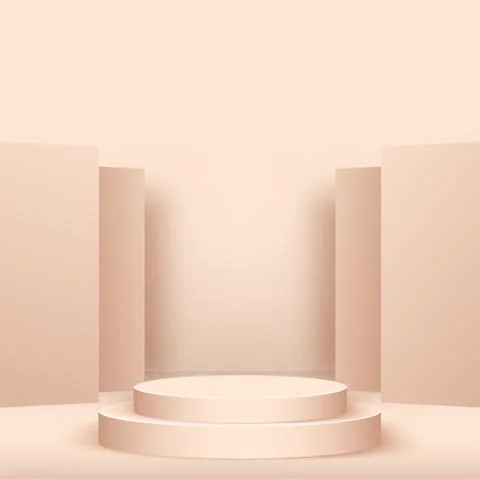 Abstract background with pink geometric 3d podiums. Vector illustration Stock Illustration