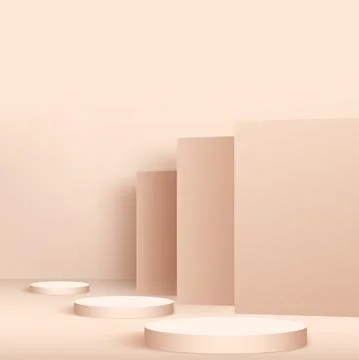 Abstract background with pink geometric 3d podiums. Vector illustration Stock Illustration