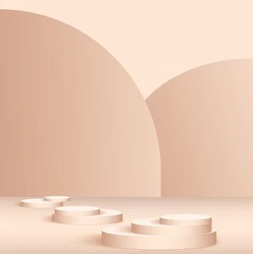 Abstract background with pink geometric 3d podiums. Vector illustration Stock Illustration