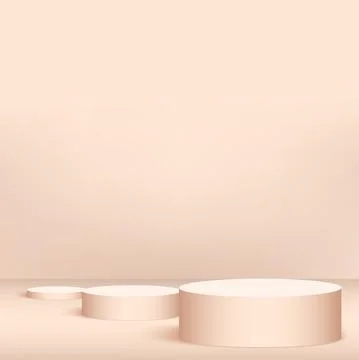 Abstract background with pink geometric 3d podiums. Vector illustration Stock Illustration