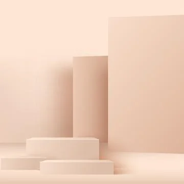 Abstract background with pink geometric 3d podiums. Vector illustration Stock Illustration