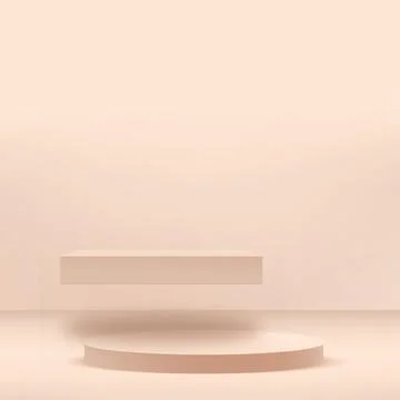 Abstract background with pink geometric 3d podiums. Vector illustration Stock Illustration