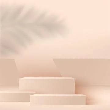 Abstract background with pink geometric 3d podiums. Vector illustration. Stock Illustration