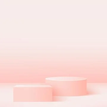 Abstract background with pink geometric 3d podiums. Vector illustration Stock Illustration