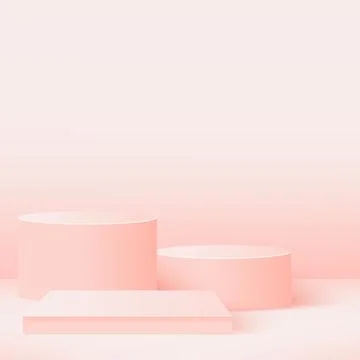 Abstract background with pink geometric 3d podiums. Vector illustration Stock Illustration