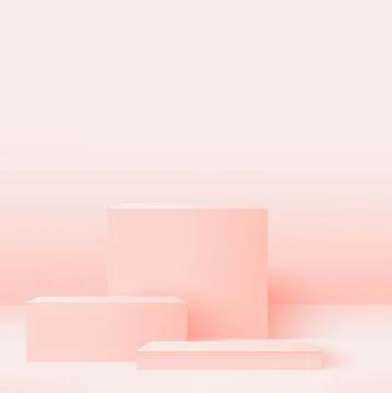 Abstract background with pink geometric 3d podiums. Vector illustration Stock Illustration