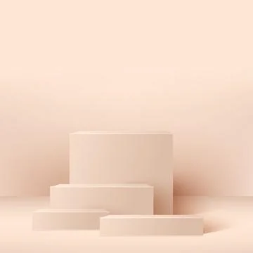 Abstract background with pink geometric 3d podiums. Vector illustration Stock Illustration