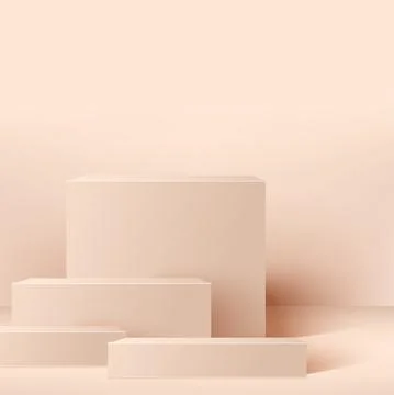 Abstract background with pink square geometric 3d podiums. Vector illustratio Stock Illustration