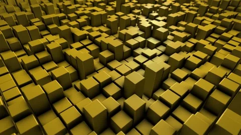 Abstract background with plenty of randomly moving yellow cube blocks Stock Footage 260814134