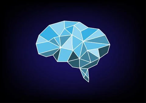 Abstract background with polygon brain flat color Stock Illustration