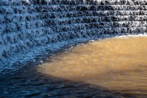 Abstract background of a pool of water under a cascading waterfall Stock Photos