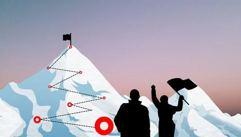 Abstract Background. Process journey to success Concept and Climbing Stock Illustration