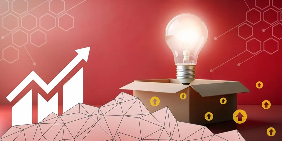 Abstract background with progress and learning lightbulb representing learning Stock Illustration