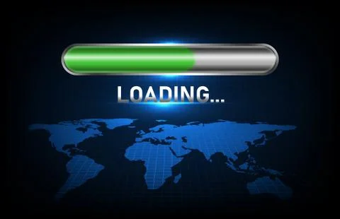 Abstract background of Progress loading bar indicator scales bar and world ma Stock Illustration