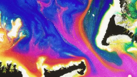 Abstract background with psychedelic rainbow vivid colors. Organic flow effect Stock Footage 147863886