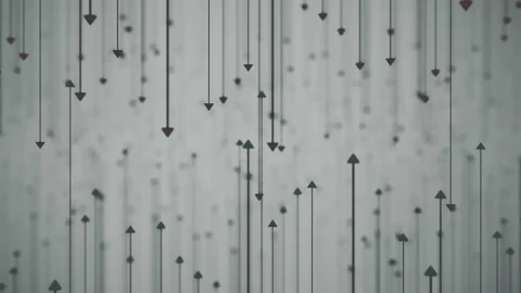 An abstract background with pulsating lines and arrows against a white Video stock 218351616