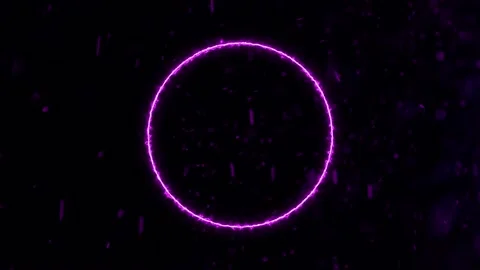 Abstract background with a purple electric circle and flying particles. 스톡 동영상 148034712