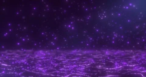 Abstract background of purple glowing falling particles and moving magical .. Stock Illustration