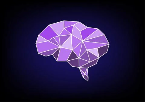 Abstract background with purple polygon brain flat color Stock-Illustration