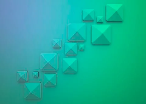 Abstract background of pyramids on blue and green background. イラスト素材