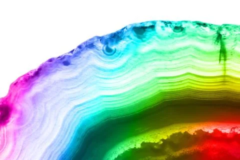 Abstract background, rainbow colored agate mineral cross section Stock Photos