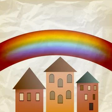Abstract background with rainbow, crumpled paper texture Stock Illustration