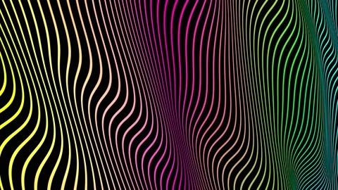 Abstract background - rainbow lines moving - 3D rendering Video stock 181622543