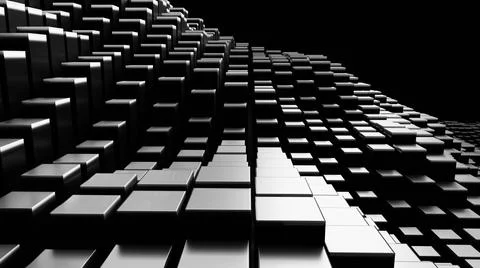 Abstract background of random black cube block wave pattern, 3D illustration  Illustrazione stock