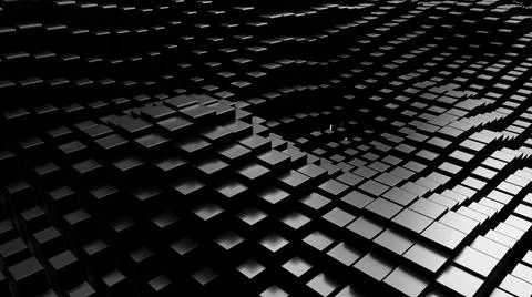 Abstract background of random black cube block wave pattern, 3D illustration  Illustrazione stock