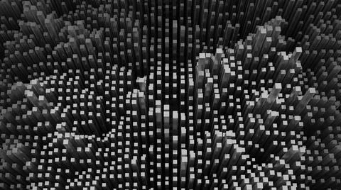 Abstract background of random black cube block wave pattern, 3D illustration  Illustrazione stock